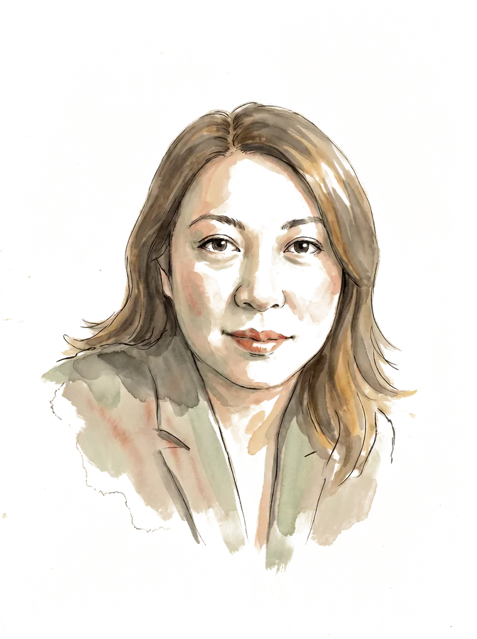 Ink-wash portrait of Tan Sian Ju